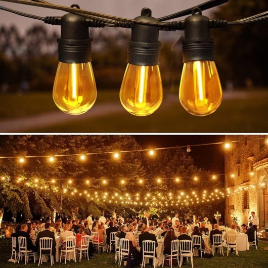 Cordão de Luzes LED Solares Vintage Klack, 10 Lâmpadas COB, 2700K, 6,5 m, Exterior, IP44