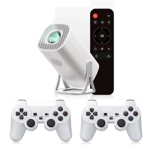 Projetor Klack 1080P 450 ANSI Lúmens Android 11 S40 MAX 2 Comandos Consola Retro
