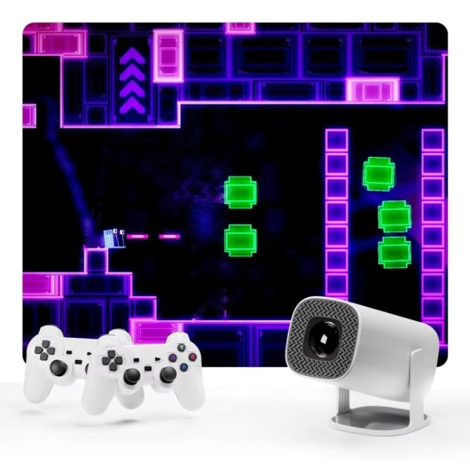Projetor Klack 1080P 450 ANSI Lúmens Android 11 S40 MAX 2 Comandos Consola Retro