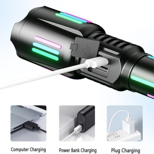 Linterna Klack Táctica Recargable 990000 Lúmenes PowerBank USB 5 Modos IP67 LCD
