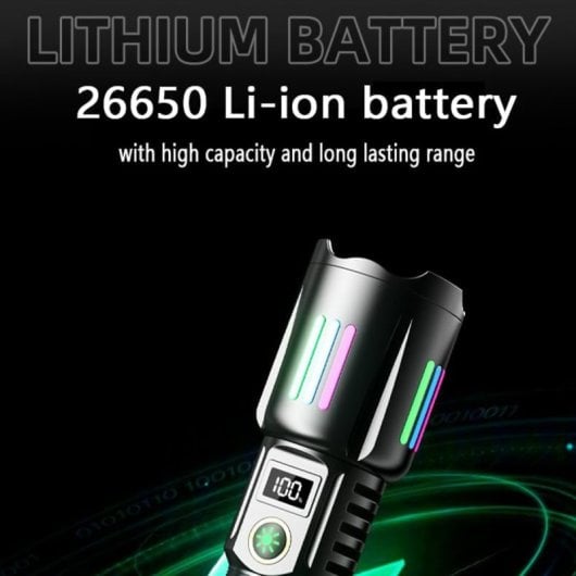 Linterna Klack Táctica Recargable 990000 Lúmenes PowerBank USB 5 Modos IP67 LCD