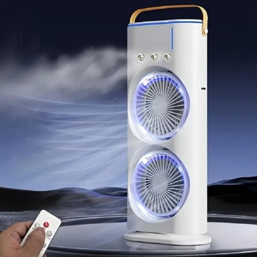 Ventilador Torre Klack Aqua Portátil Doble Nebulización USB Rotación 180° Oscilación 90°