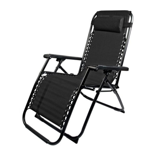 Espreguiçadeira reclinável dobrável Klack Zero Gravity em aço cromado e textilene 150 kg