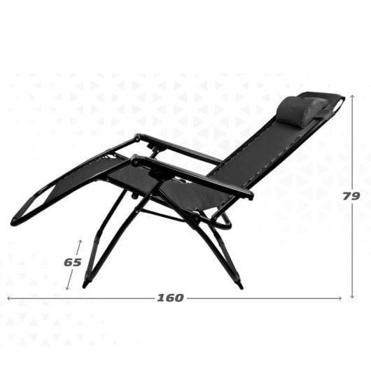 Espreguiçadeira reclinável dobrável Klack Zero Gravity em aço cromado e textilene 150 kg