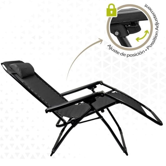 Espreguiçadeira reclinável dobrável Klack Zero Gravity em aço cromado e textilene 150 kg