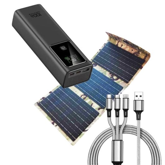 Kit de Emergencia Solar Klack PowerBank 20000mAh 18W Panel Solar 35W Carga Rápida