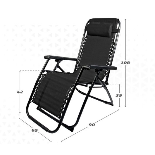 Tumbona Klack Zero Gravity reclinable y plegable textileno, 150kg, acero cromado