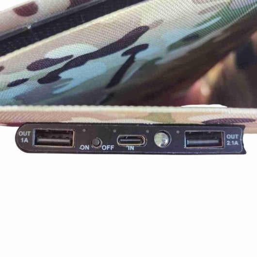 Painel Solar Klack Kit Emergência 18W 2 portas USB-C Dobrável PowerBank 10000mAh Camuflado