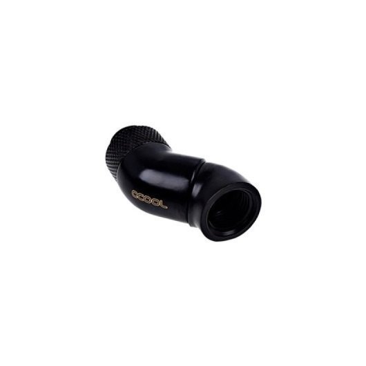 Alphacool Eiszapfen, abgewinkelt, doppelt, schwarz, 45º, G1/4, Messing, drehbar