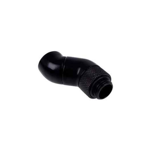 Alphacool Eiszapfen, abgewinkelt, doppelt, schwarz, 45º, G1/4, Messing, drehbar