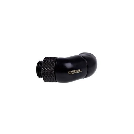 Alphacool Eiszapfen, abgewinkelt, doppelt, schwarz, 45º, G1/4, Messing, drehbar