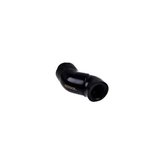Alphacool Eiszapfen, abgewinkelt, doppelt, schwarz, 45º, G1/4, Messing, drehbar