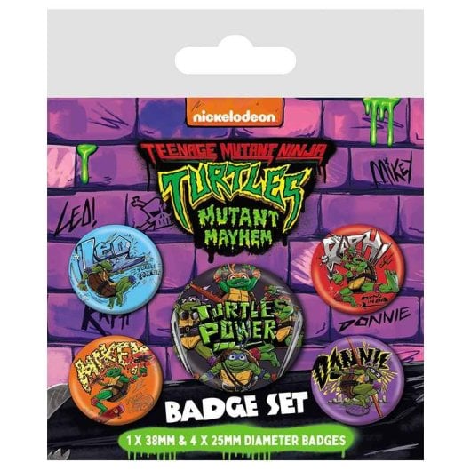 Pack chapas metálicas Pyramid Teenage Mutant Ninja Turtles 5 unidades oficiales