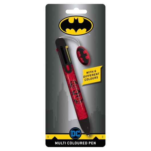 Bolígrafo Pyramid Batman 6 Colores Logo Goma Licencia Oficial DC