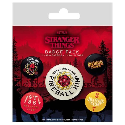 Pack chapas metálicas Pyramid Stranger Things 5 unidades 2.5cm-3.8cm edición oficial