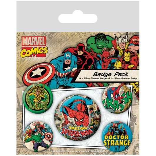 Chapa metálica Pyramid Marvel Pack de 5 unidad en cartón con celofán