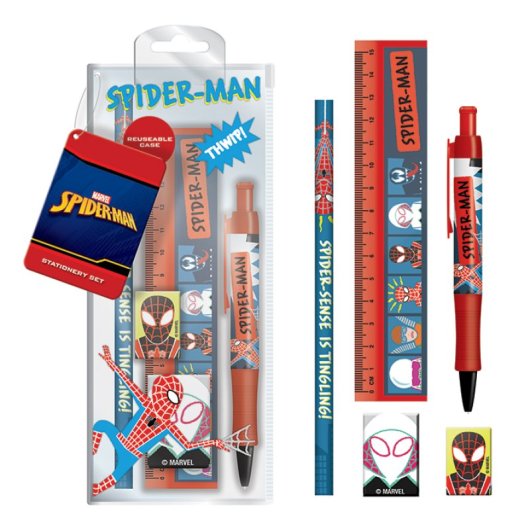 Pack de papelería Pyramid Marvel lápiz bolígrafo regla sacapuntas goma estuche licenciado
