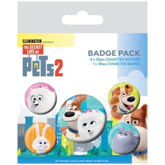 Pack de Chapas Metálicas Pyramid Mascotas 5 unidades 2.5cm/3.8cm Licencia Oficial