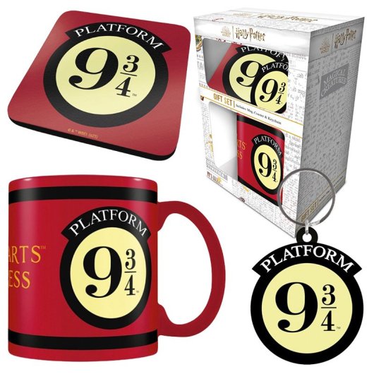 Pack Harry Potter Pyramid Taza 315ml Llavero de Goma Posavasos Corcho Oficial