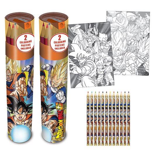 DRAGON BALL Pyramidenkoffer mit 12 Buntstiften, Anspitzer und 2 Postern