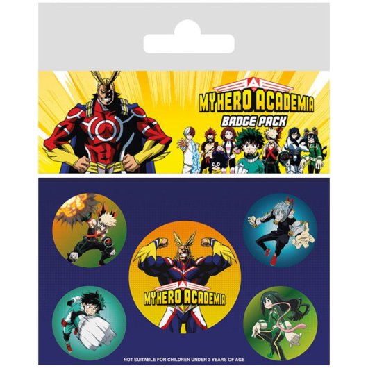 Chapa metálica Pyramid My Hero Academia pack 5 unidades oficiales varios diámetros