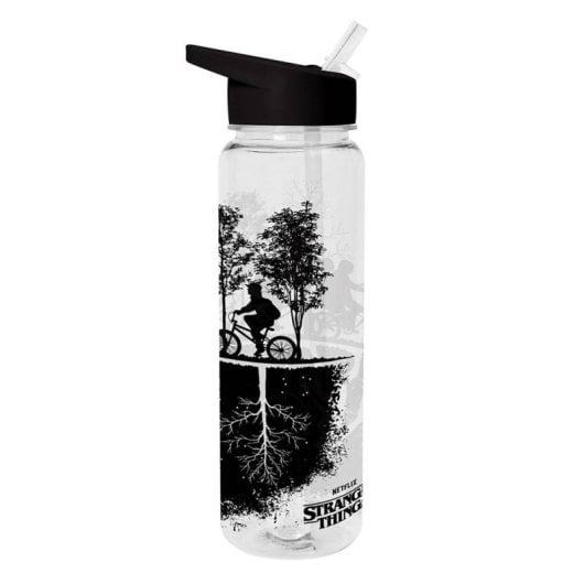 Garrafa Pirâmide Stranger Things 540ml Transparente com Palhinha e Tampa de Rosca