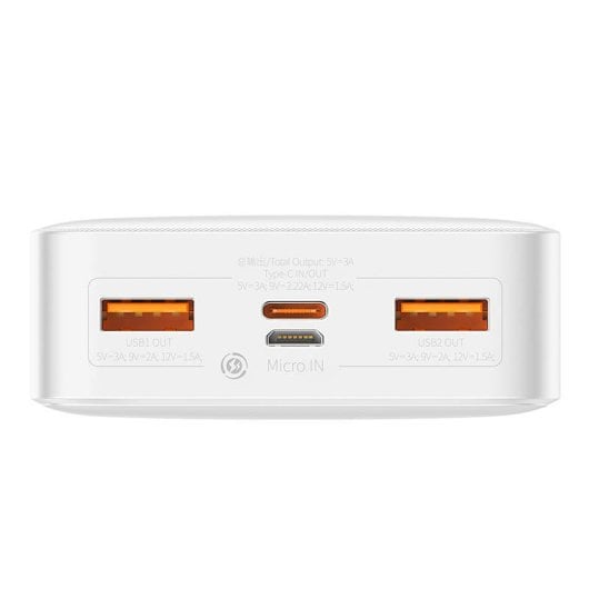 Powerbank Baseus Bipow 20000 mAh 20 W Weiß Schnellladung Adaptives Schnellladen FCP
