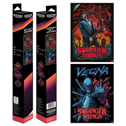 Póster Stranger Things Pyramid Pack 2 Unidades 38x52cm Laminado Exclusivo Licencia Oficial
