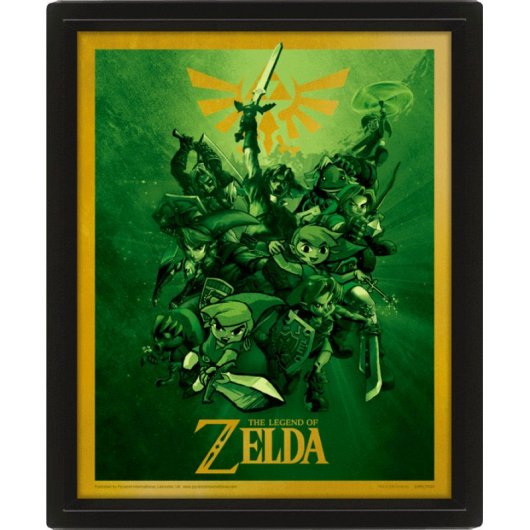 Poster lenticulaire 3D Pyramid The Legend of Zelda avec cadre noir 23,5x28,5 cm