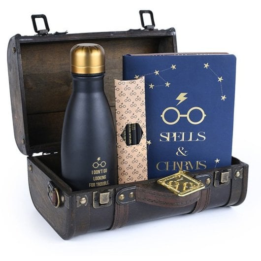 Pack coleccionista Harry Potter Pyramid botella metálica 350ml + set 4 lápices + cuaderno Spells & Charms + llavero + ma