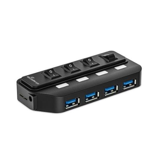 Mediarange MRCS505 USB 3.0 Hub, 4 USB 3.0-Anschlüsse, Stromversorgung über Netzteil, Schwarz
