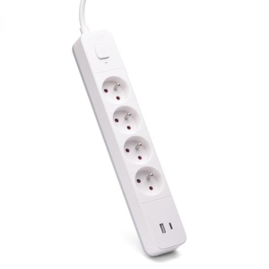 Savio LZ-11 Régua com 4x Tomadas Tipo E + 2x USB (A+C) 1.5m com Proteção Contra Sobretensão Branca
