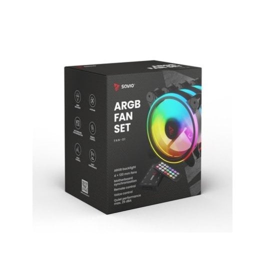 Refrigeración Aire Savio FAN-01 120mm KIT 4 ventiladores aRGB mando voz controlador