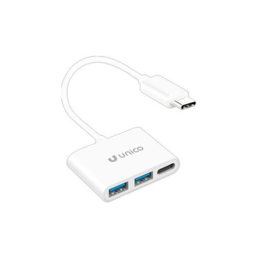 Adaptador UNICO AD0248 USB-C a USB-A+USB-C ABS 90mm Blanco compact ABS 0.09m