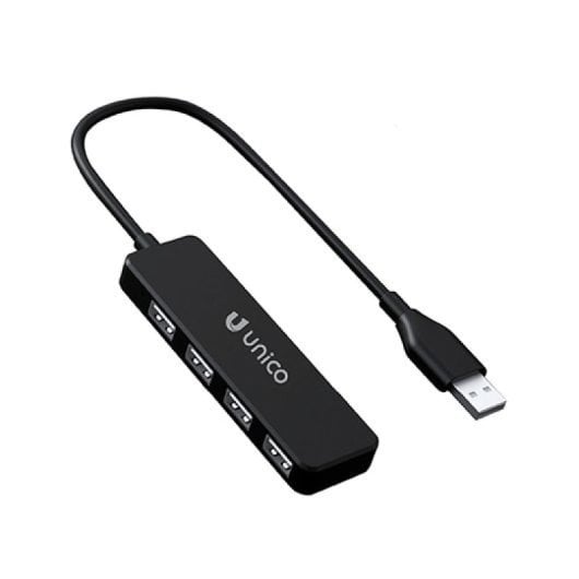 Adaptateur USB Unico Plus AD1423 USB-A vers 4 USB-A noir 90 mm aluminium