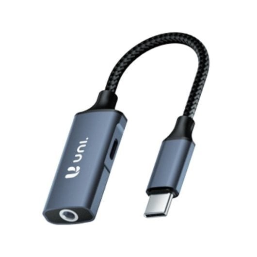 Adaptateur USB-C vers jack 3,5 mm UNI AD1915, gris pistolet, 13 cm, transfert 10,8 Gbit/s