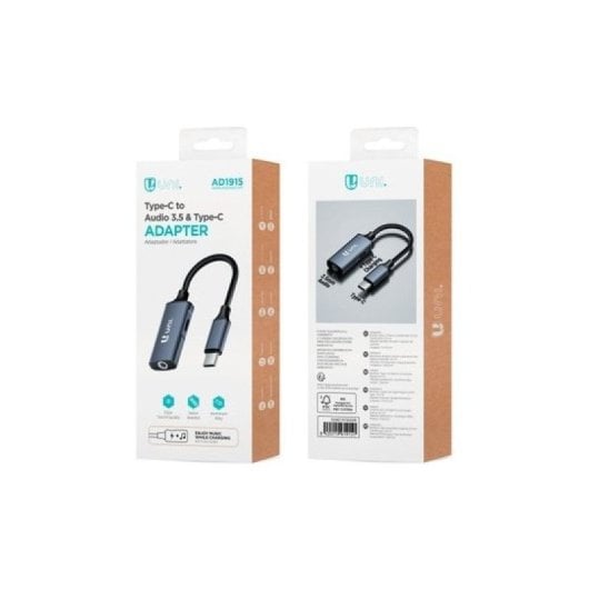 Adaptateur USB-C vers jack 3,5 mm UNI AD1915, gris pistolet, 13 cm, transfert 10,8 Gbit/s