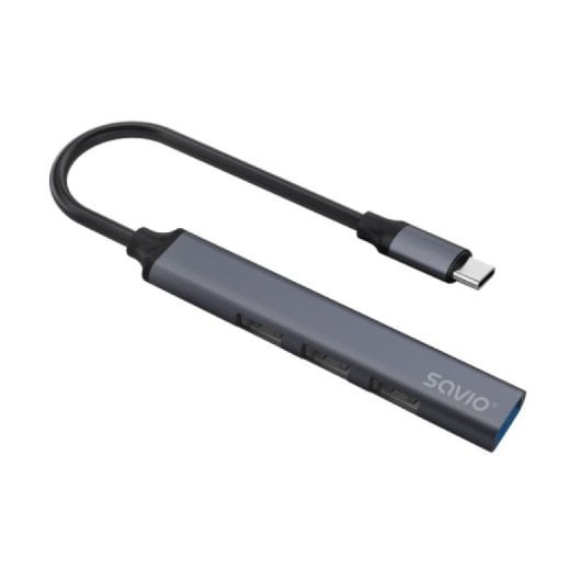 Hub USB Savio USB-C Aluminio 3xUSB 2.0 1xUSB 3.1 Gen1 5Gbps Plug & Play