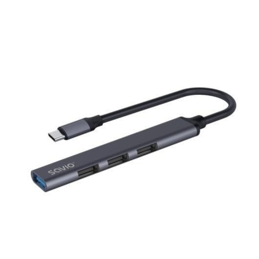 Hub USB Savio USB-C Aluminio 3xUSB 2.0 1xUSB 3.1 Gen1 5Gbps Plug & Play