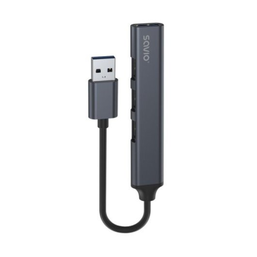 Hub USB Savio AK-70 3 puertos USB 2.0, 1 puerto USB 3.1 Gen 1, aluminio, 18cm