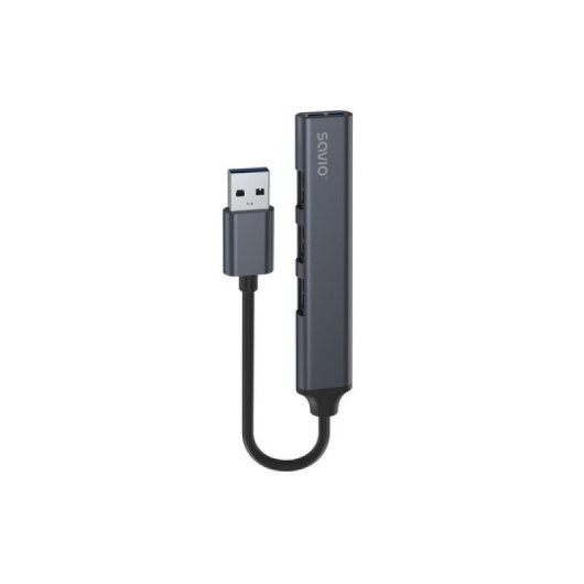 Hub USB Savio AK-70 3 puertos USB 2.0, 1 puerto USB 3.1 Gen 1, aluminio, 18cm
