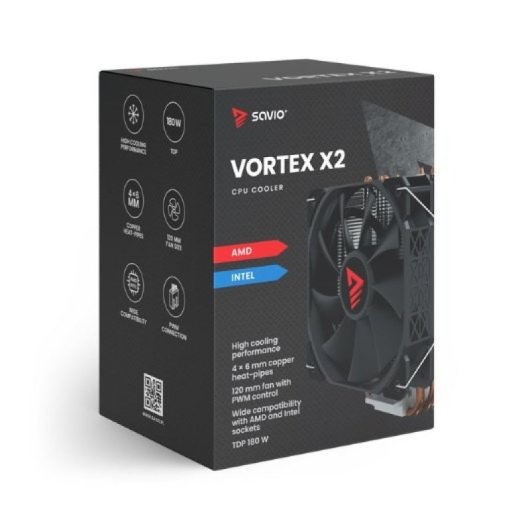 Refrigeración Savio Vortex X2 120mm Multisocket 180W 1 Ventilador PWM Tubos Heatpipe
