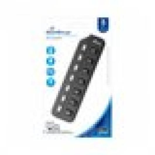 Hub Mediarange MRCS504 7 Puertos USB 2.0 Plug and Play Negro Compacto
