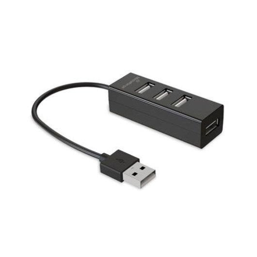 Mediarange MRCS502 Hub USB 2.0 de 4 portas cinzento Plug and Play 65 mm compacto