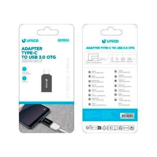 Adaptador UNICO AD1263 USB-C a USB-A 3.0 Macho/Hembra Negro compacto