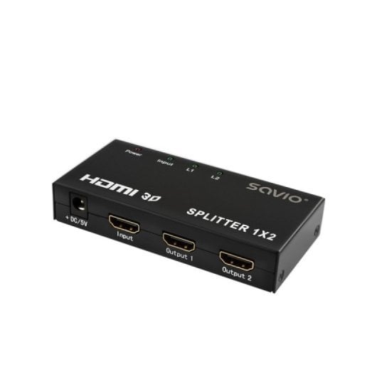 Répartiteur HDMI Savio CL-42 1x2 Full HD 3D boîtier métallique 1080p noir