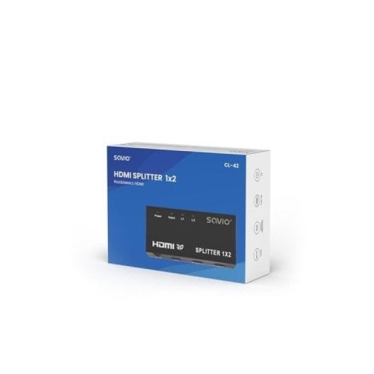 Répartiteur HDMI Savio CL-42 1x2 Full HD 3D boîtier métallique 1080p noir