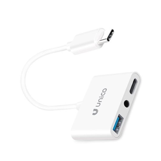 Adaptador USB C para conector de 3,5 mm UNICO AD1419 USB Tipo C e USB A Branco
