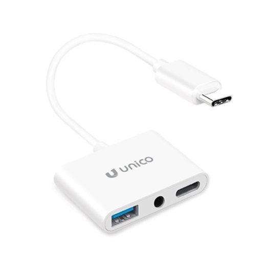 Adaptador USB C para conector de 3,5 mm UNICO AD1419 USB Tipo C e USB A Branco