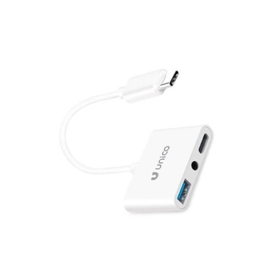 Adaptador USB C para conector de 3,5 mm UNICO AD1419 USB Tipo C e USB A Branco